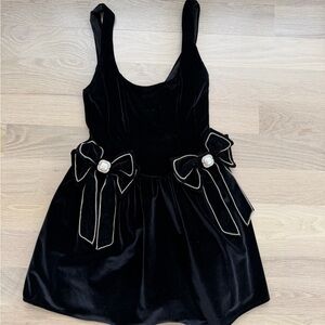 Show Me Your MuMu Black Velvet Bow Mini Dress - Size S